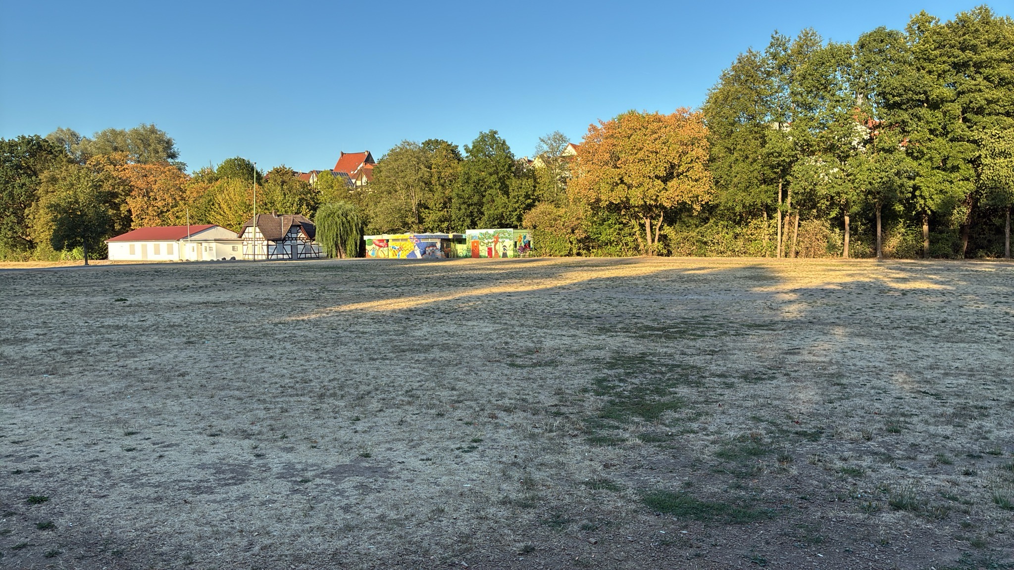 Blick auf die Seewiese nach langer Hitze- und Dürrperiode